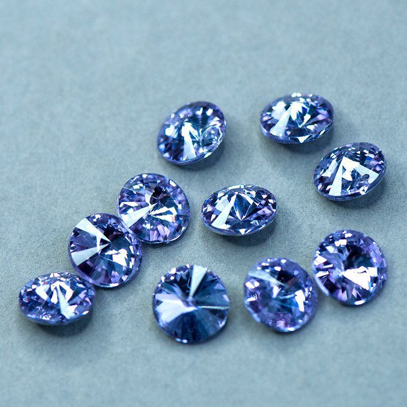 кабошон стекло риволи, цвет tanzanite, 12 мм