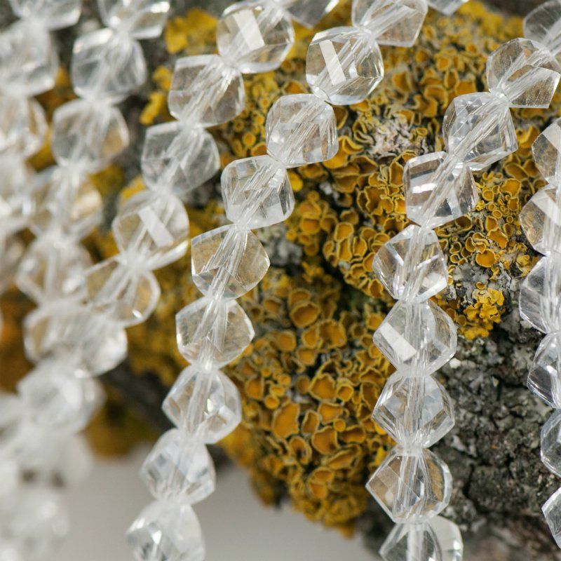 бусина, стекло "яблоко" 8, граненая, цвет прозрачный, 8х8 мм