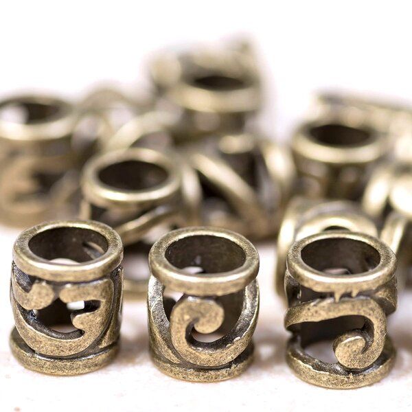 ес бусина металл "завиток", цвет античная бронза, 8.5х8 мм