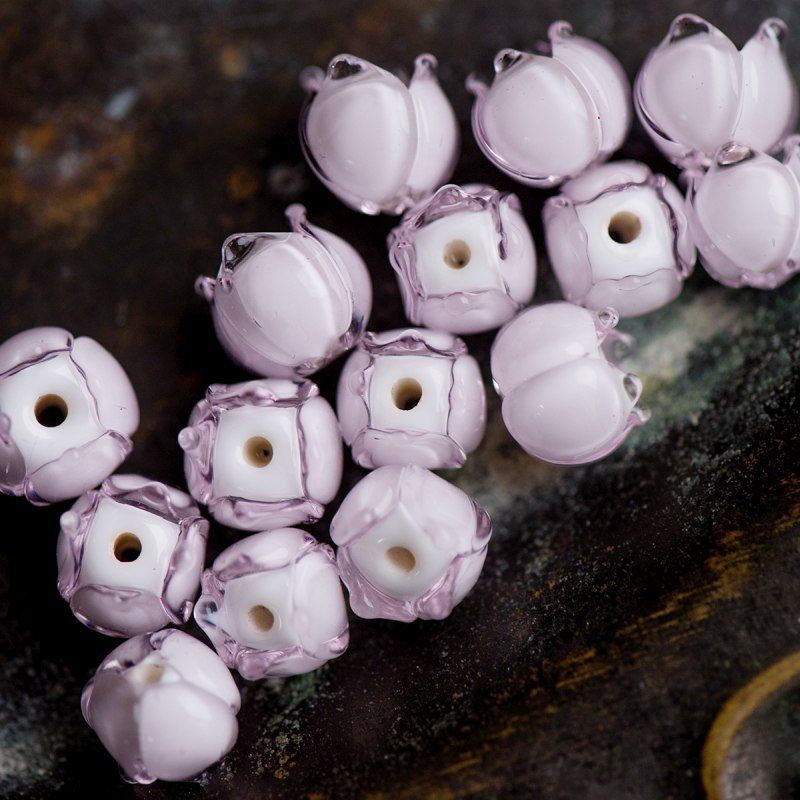 бусина, мурано "ландыш", розовый, 7х7 мм