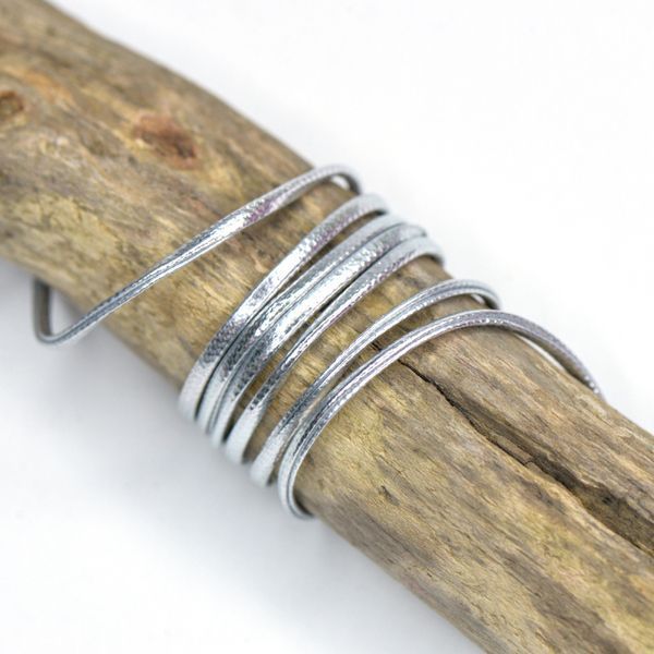 шнур, имитация кожи, плоский, цвет серебристый, 2х1 мм