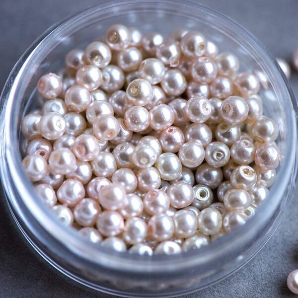бусина, имитация жемчуга, стекло 4, цвет розовый микс, 4 мм (уп 50+/-5 шт)