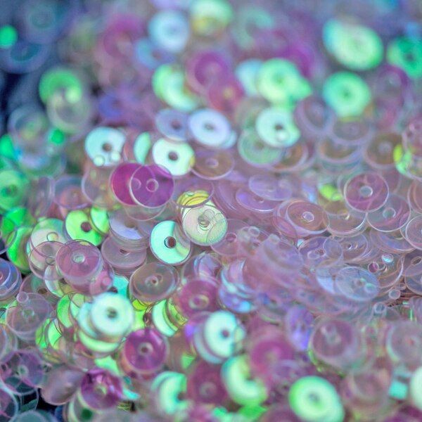 пайетки плоские, белый радужный прозрачный, 4 мм