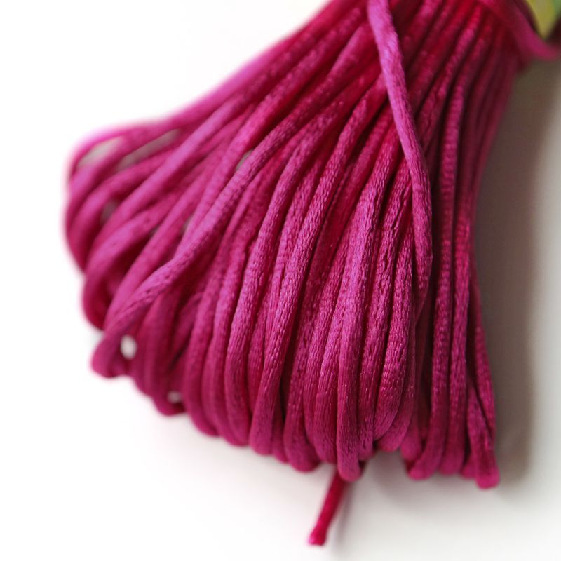 шнур атласный, цвет фуксия, 2 мм, уп 20 м