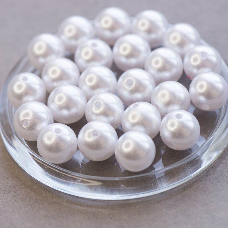 бусина, имитация жемчуга 16, акрил, цвет белый, 16 мм