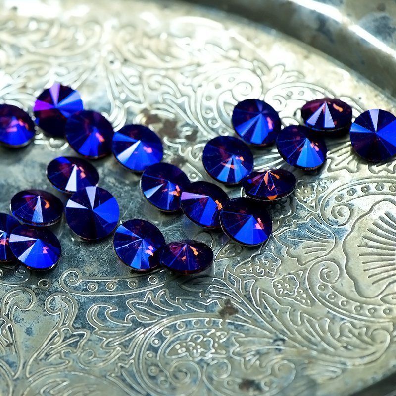 кабошон стекло риволи, цвет lt.ametist ab, 12 мм