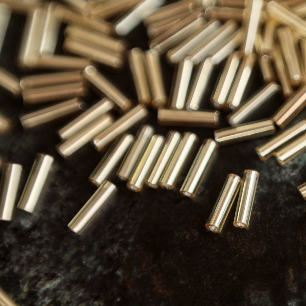 бисер "радуга", стеклярус, цвет темно-золотистый/серебряный (уп 7 г)