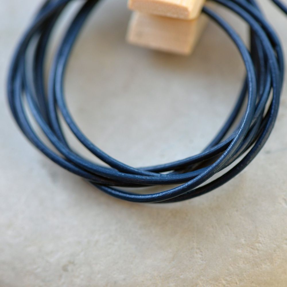 шнур кожаный, цвет синий, диаметр 1.5 мм