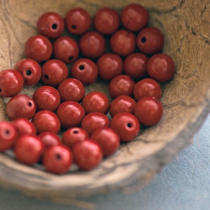 бусина говлит синтетический, цвет красный, 8 мм (стренд 12 шт.)