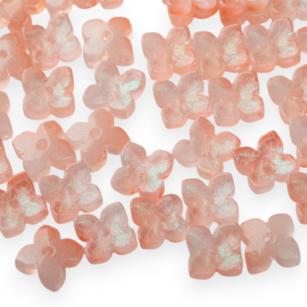 бусина "вероника", стекло, цвет персиковый, 10x10x3.5 мм