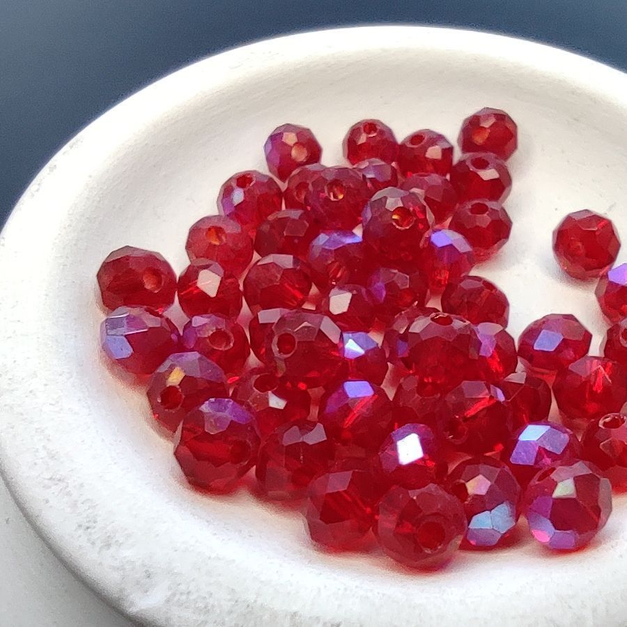 бусина, стекло абакус 4, граненая, цвет темно-красный, 4x3 мм (уп 50+/-10 шт)