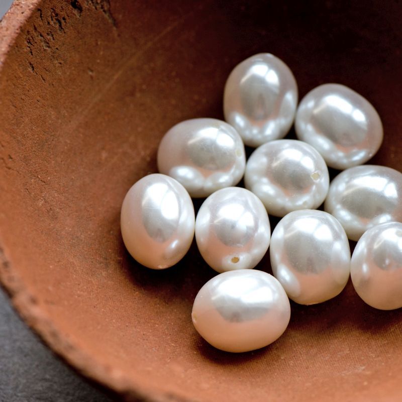 ракушечный жемчуг овальный, класс "а", цвет белый, 16x13 мм