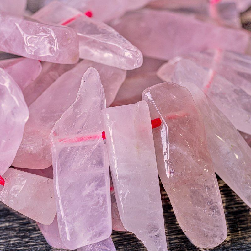 бусина кварц, багет, цвет розовый, размерный микс (уп. 20 г)