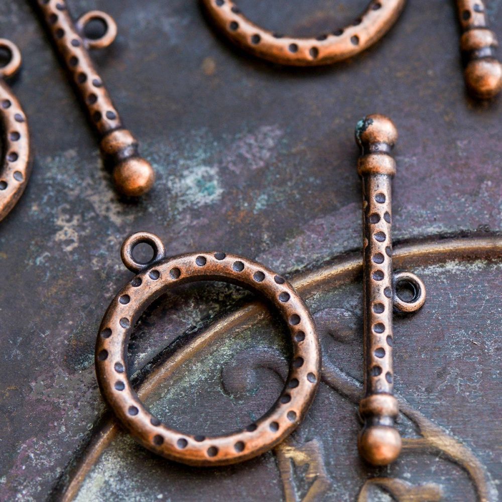 Замочки тоггл "спот", цвет красная медь, 26x21 мм