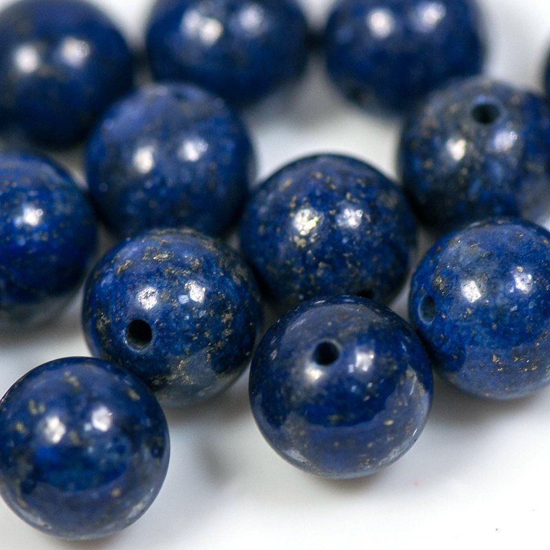 бусина лазурит 10, цвет синий, 10 мм (стренд 6 шт.)