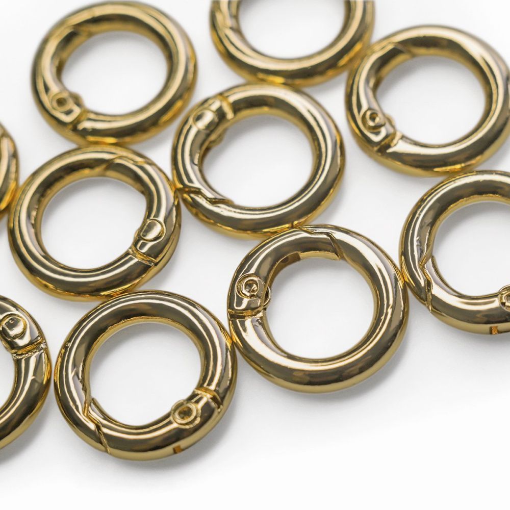 Замочки замок-кольцо для брелоков, цвет светлое золото, 17x3.5 мм