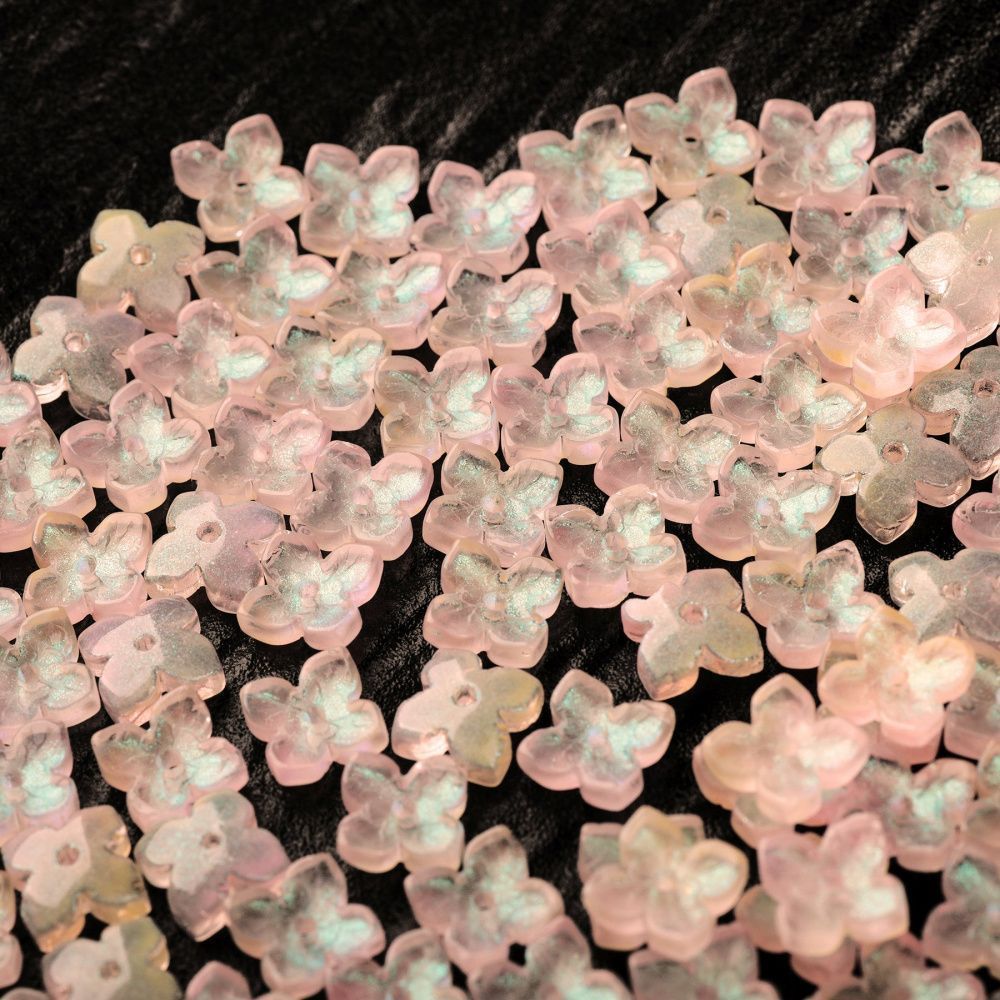 бусина "вероника", стекло, цвет светло-персиковый, 10x10x3.5 мм