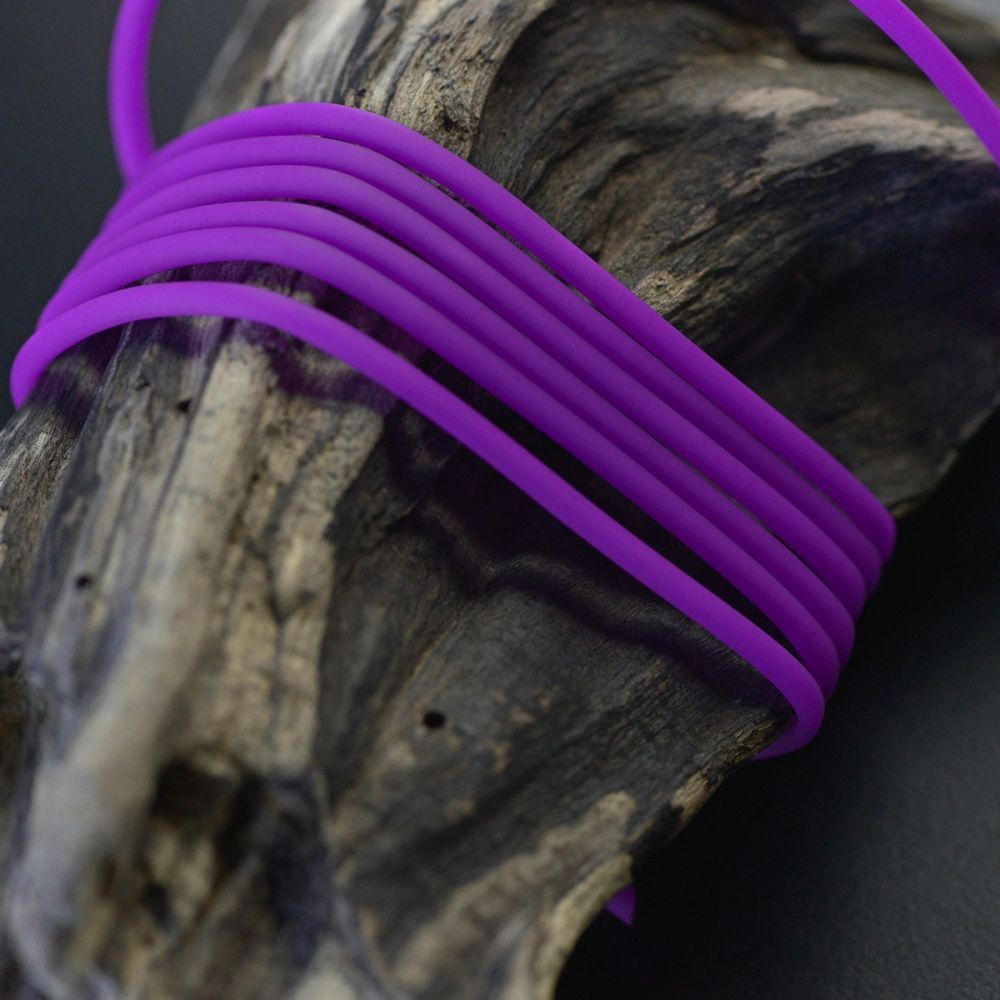 шнур резиновый, с отверстием, цвет сиреневый неон, 2 мм