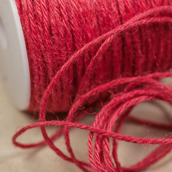 шнур конопляный, цвет красный, 2 мм (уп 5 м)