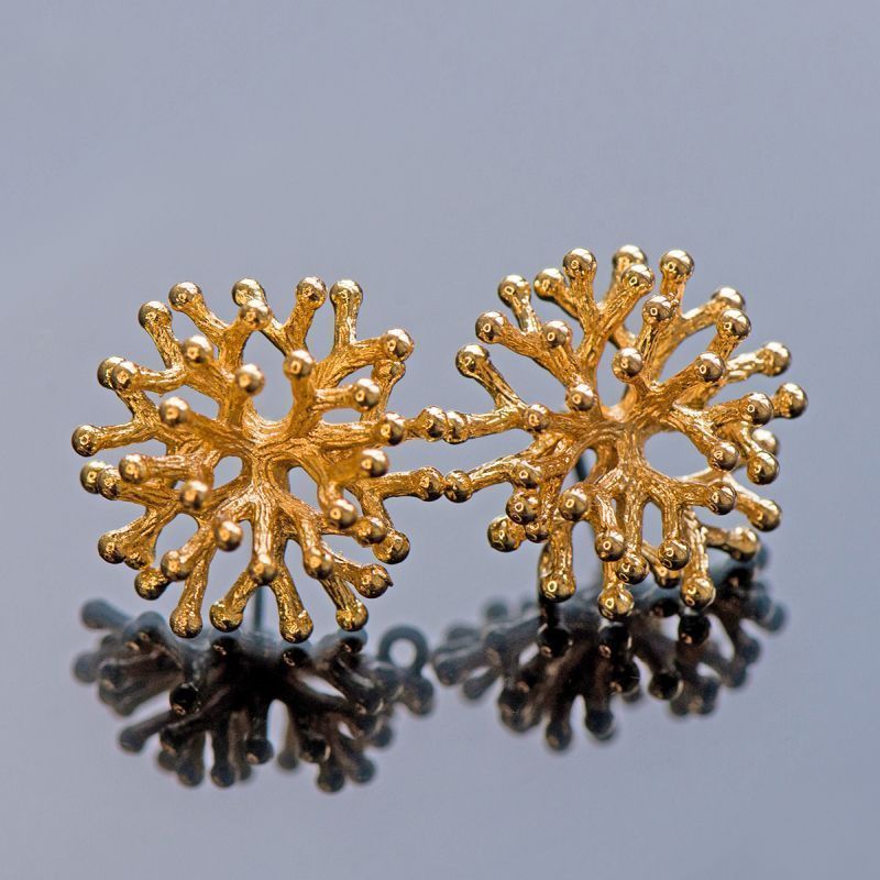 пуссеты "коралл", позолоченные, 20x20 мм