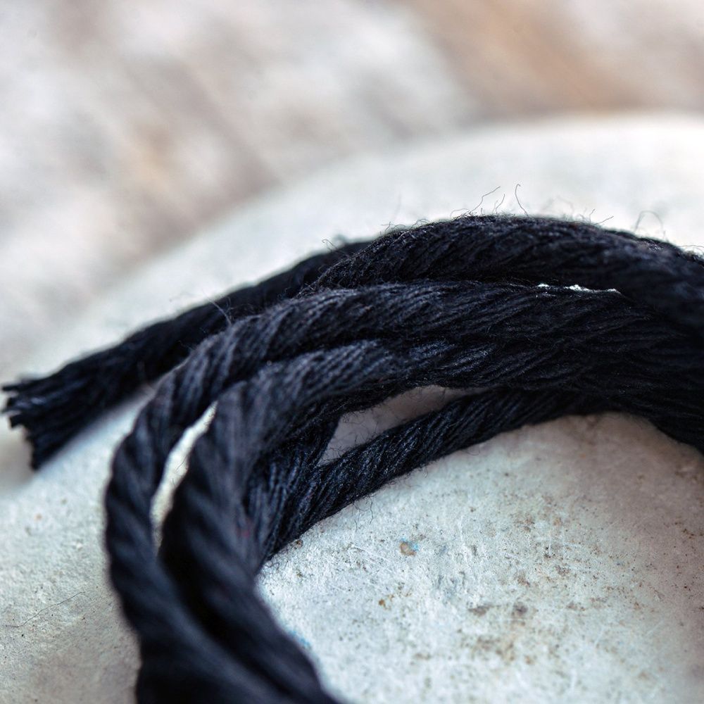 шнур витой из хлопка, цвет черный, 2 мм
