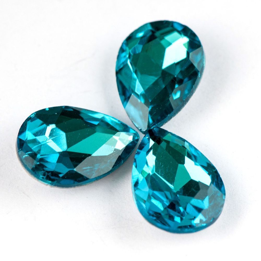 кабошон стекло кристалл, каплевидный, цвет capri blue 2, 18х13 мм