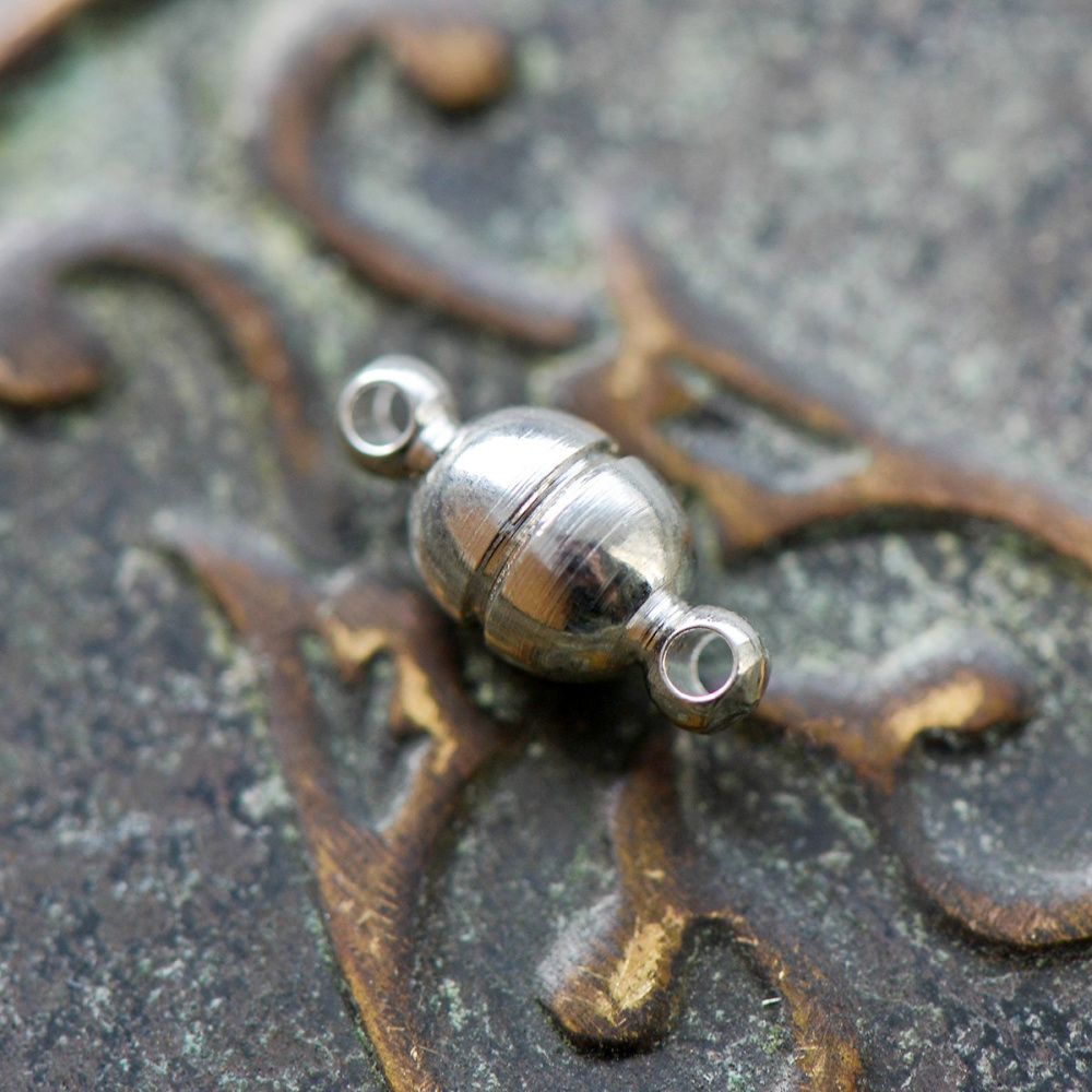 Замочки застежка магнитная "бейби", цвет серебро, 11x5 мм