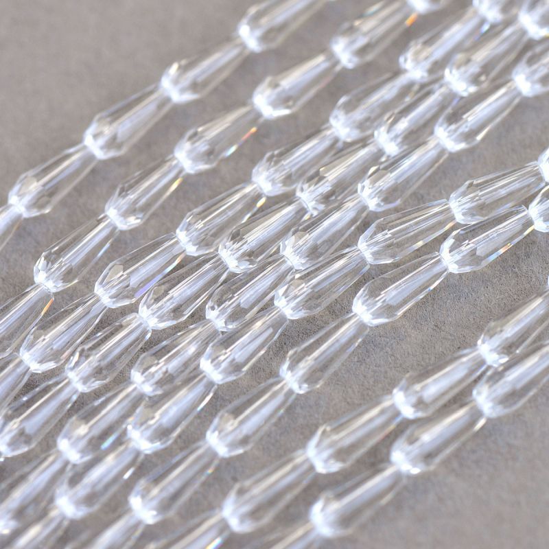 бусина "капля", граненая, стекло, цвет прозрачный, 10х4 мм