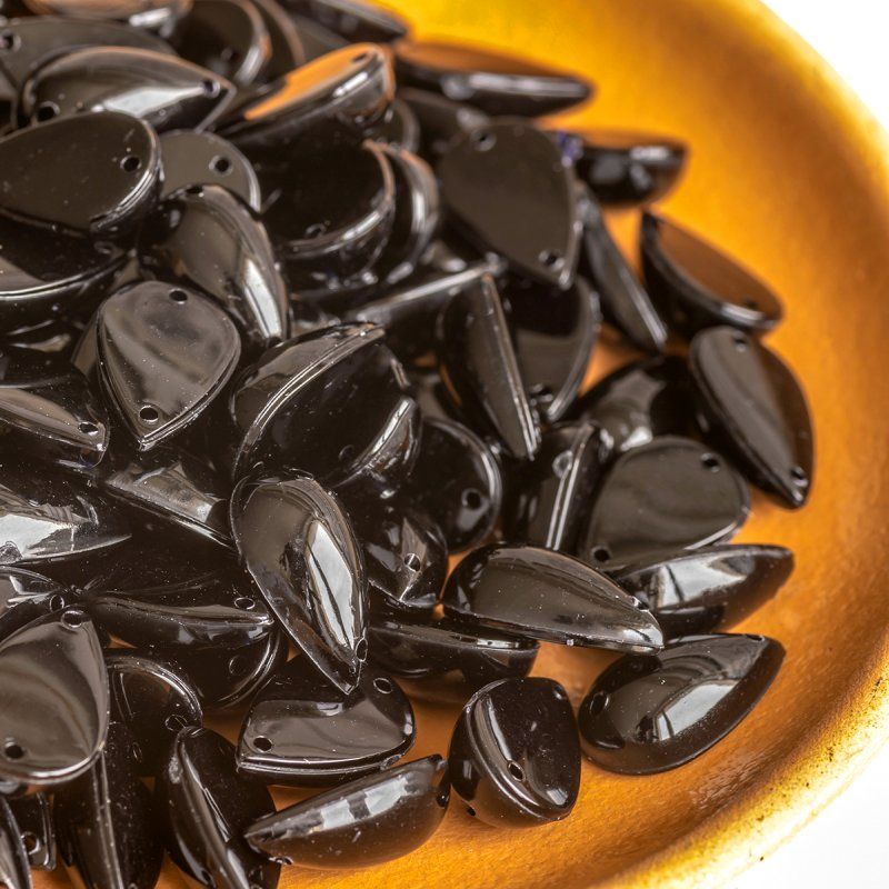 стразы пришивные "капля", акрил, капля, цвет черный, 15х9х6 мм