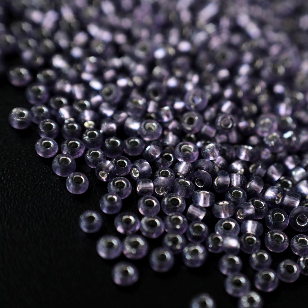 бисер "радуга", цвет сиреневый/серебрение, 12/0 (уп 7 г)