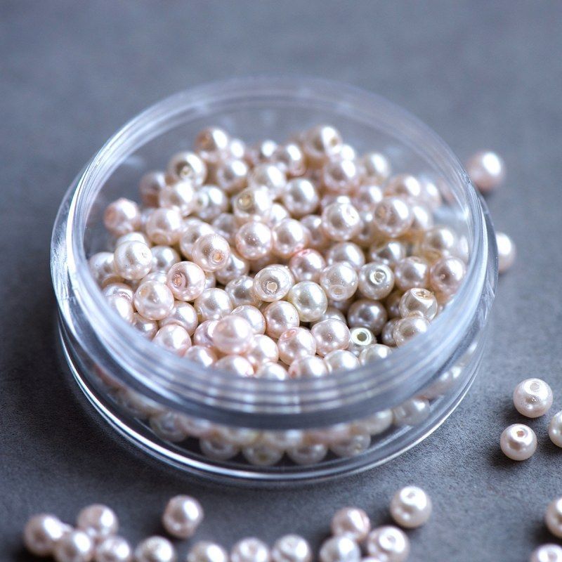 бусина, имитация жемчуга, стекло 4, цвет розовый микс, 4 мм (уп 50+/-5 шт)