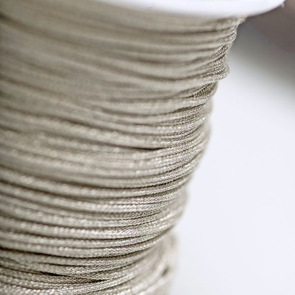 шнур нейлоновый, металлик, цвет серебро, 1 мм
