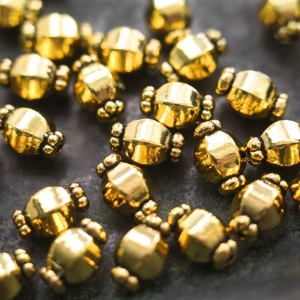 бусина, металл "бонбон", цвет античное золото, 10х7 мм