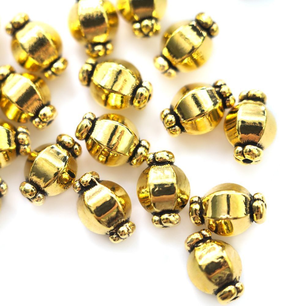 бусина, металл "бонбон", цвет античное золото, 10х7 мм