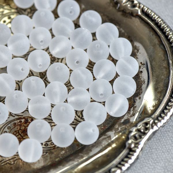 бусина, акрил 12, матовая, цвет прозрачный, 12 мм