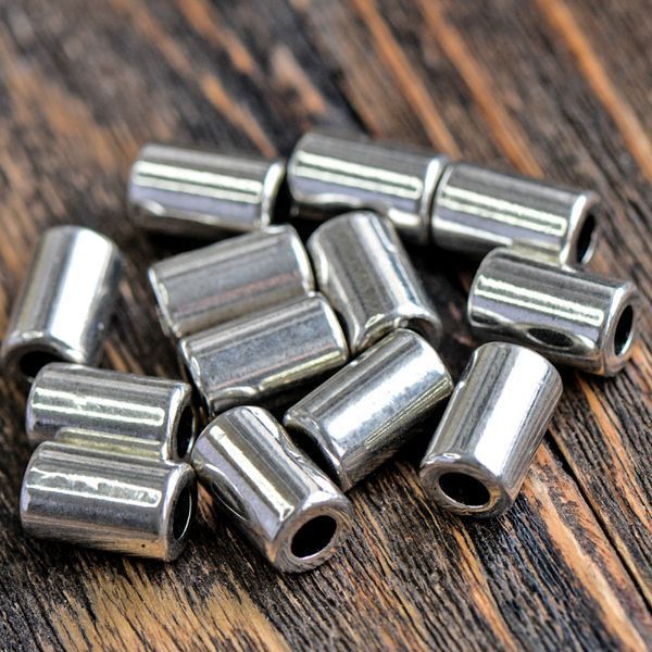 ес бусина металл "тубус", цвет античное серебро, 15x9.5 мм