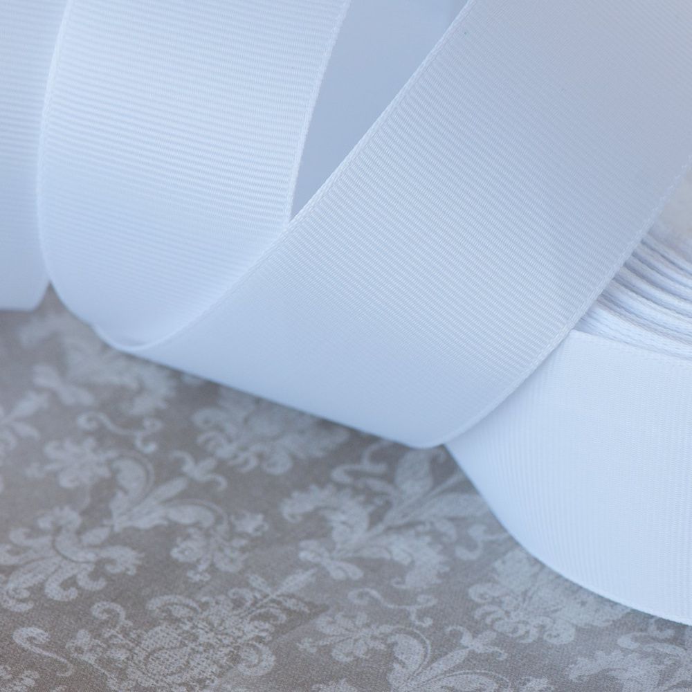 лента репсовая, цвет белый, ширина 38 мм ленты