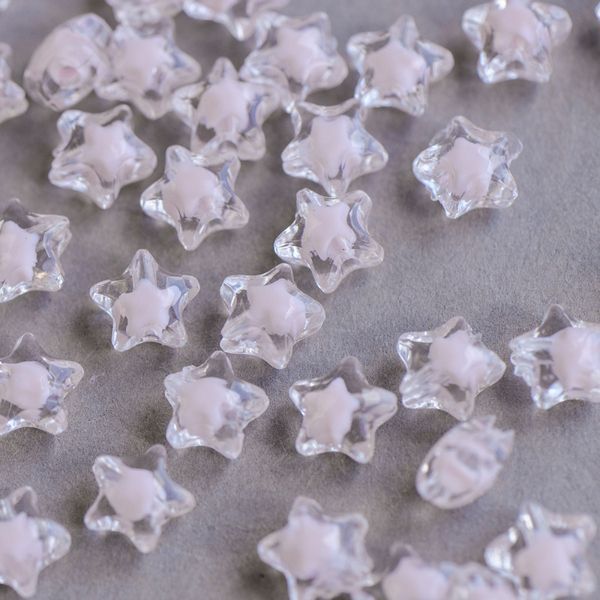 бусина, акрил "звездочка", цвет прозрачный/розовый, 10.5x11x7 мм