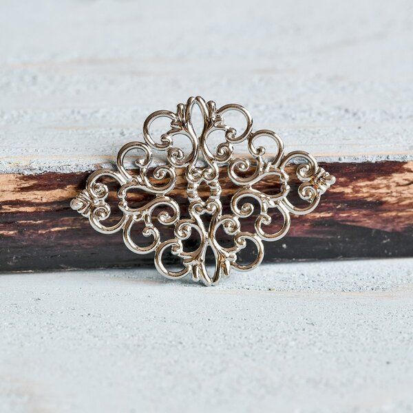 коннектор "филигрань ромб", цвет платина, 43x31x1 мм 