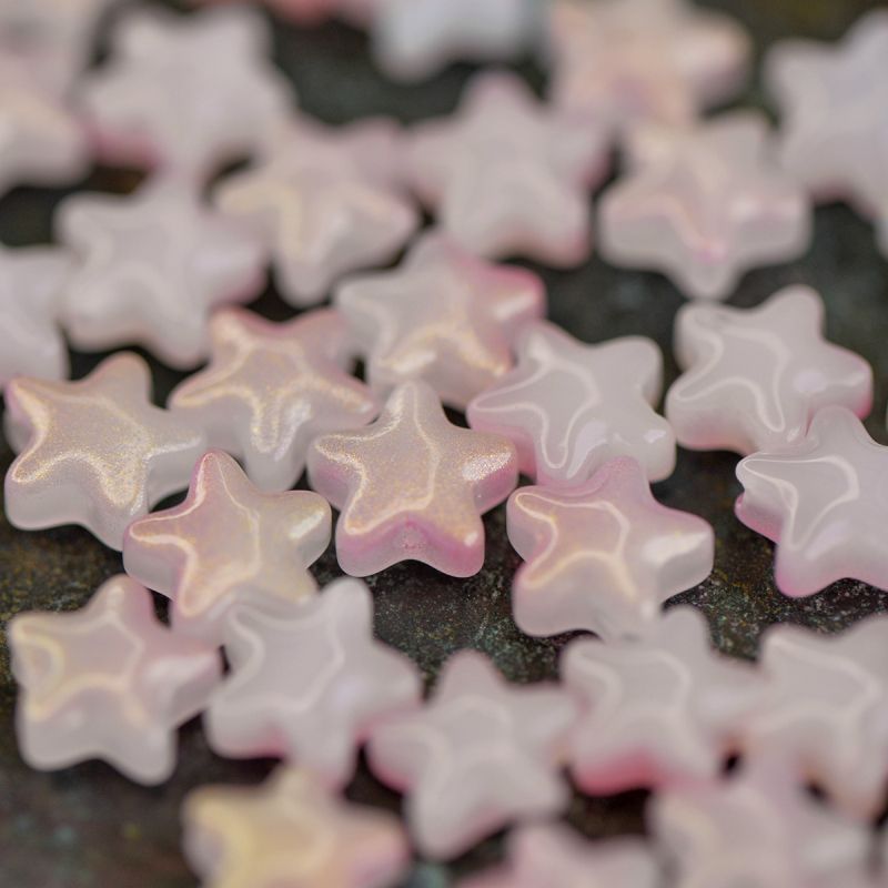 бусина "звездочка", стекло, цвет розовый матовый, 8x8.5x4 мм