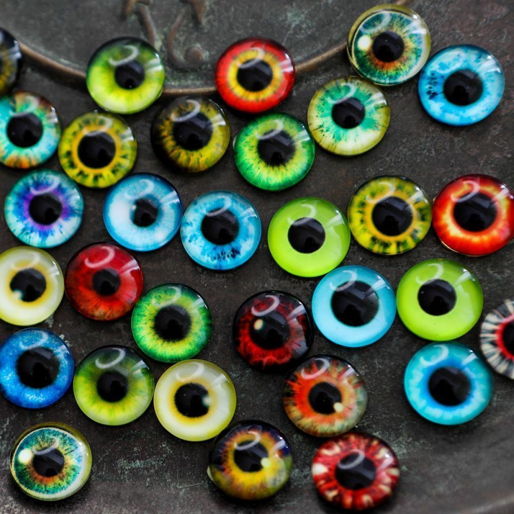 кабошоны стеклянные "глазки", 12х4 мм (уп 100 шт)