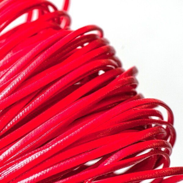 шнур, имитация кожи, плоский, цвет красный, 2х1 мм
