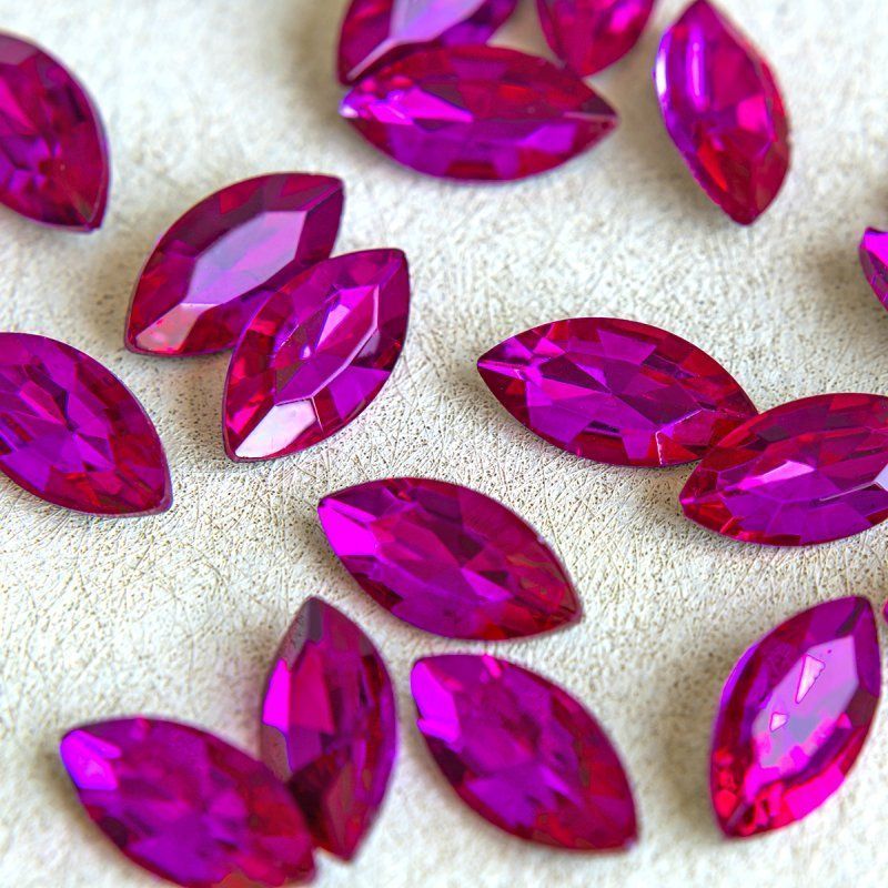 кабошон стекло кристалл, navette, цвет rose, 18х9 мм