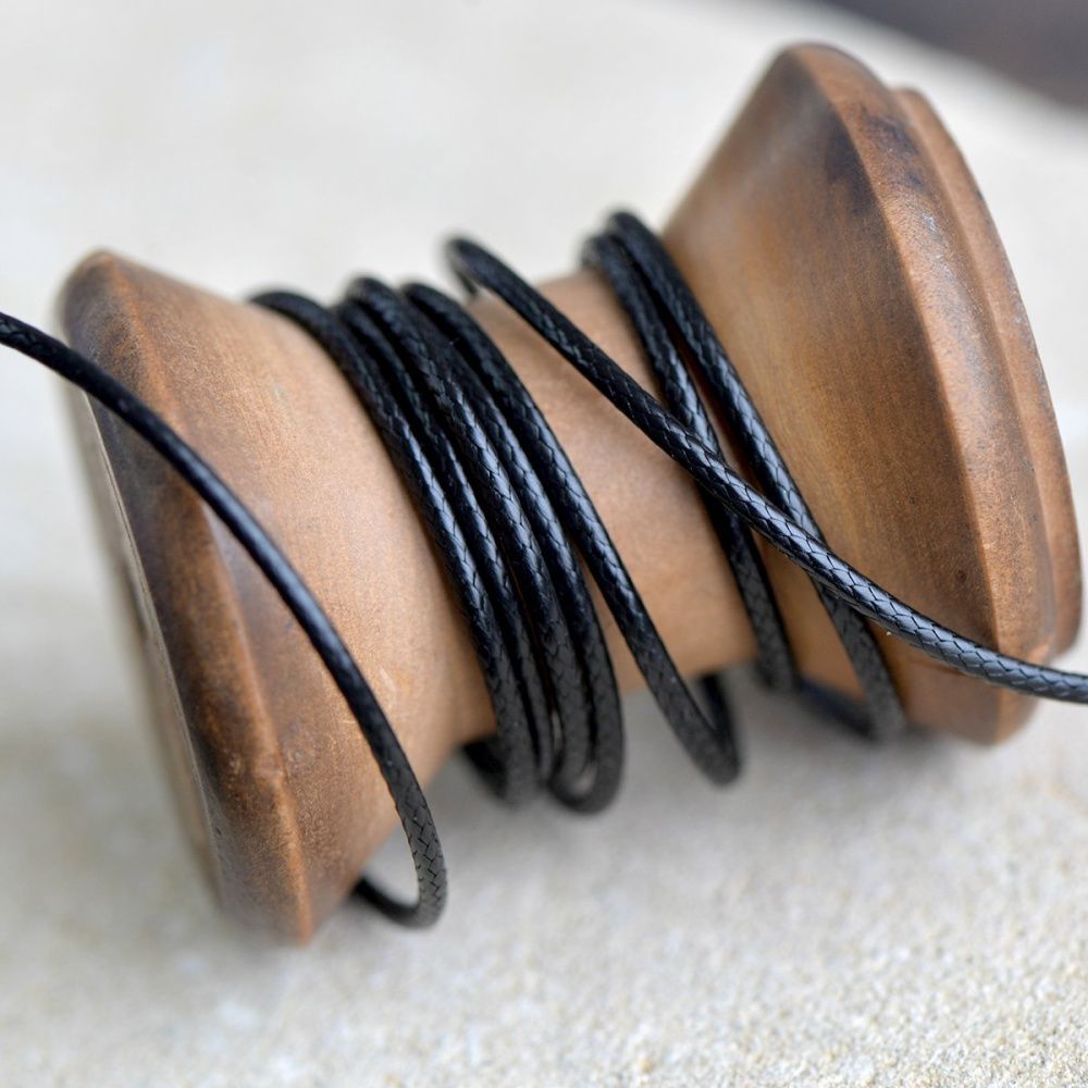 шнур вощеный, цвет черный, 1.5 мм