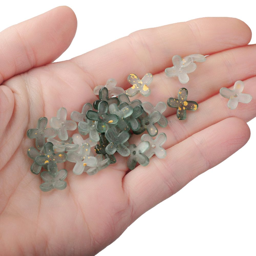 бусина, акрил "клематис", матовая, цвет полынный, 11.5x11.5x3 мм