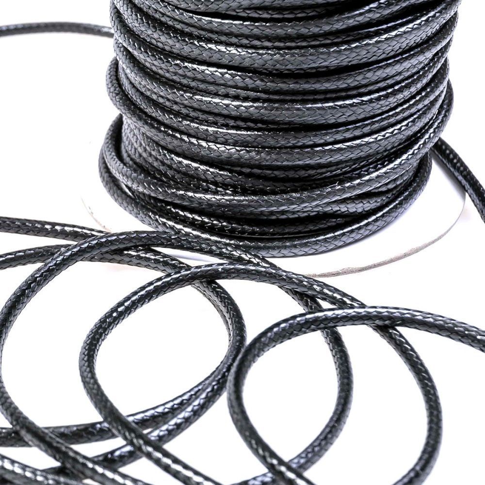 шнур вощеный, цвет черный, 3 мм