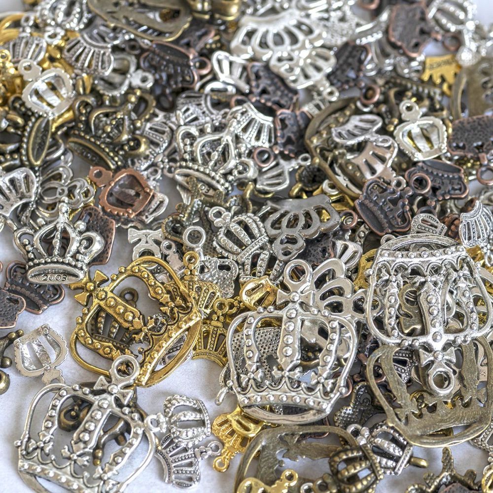 микс металлический из подвесок "короны", цветовой и размерный микс (уп 20 г)
