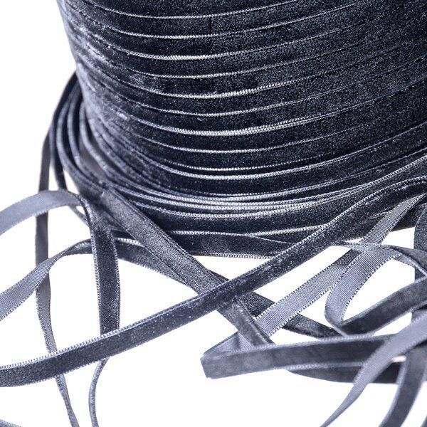 лента, бархат, цвет черный, ширина 6.5 мм ленты