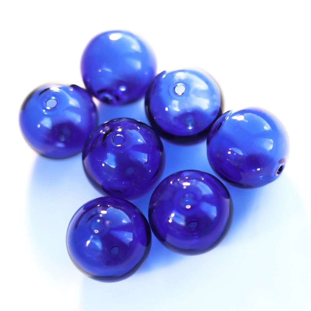 бусина, лэмпворк "шар", синий, 14 мм