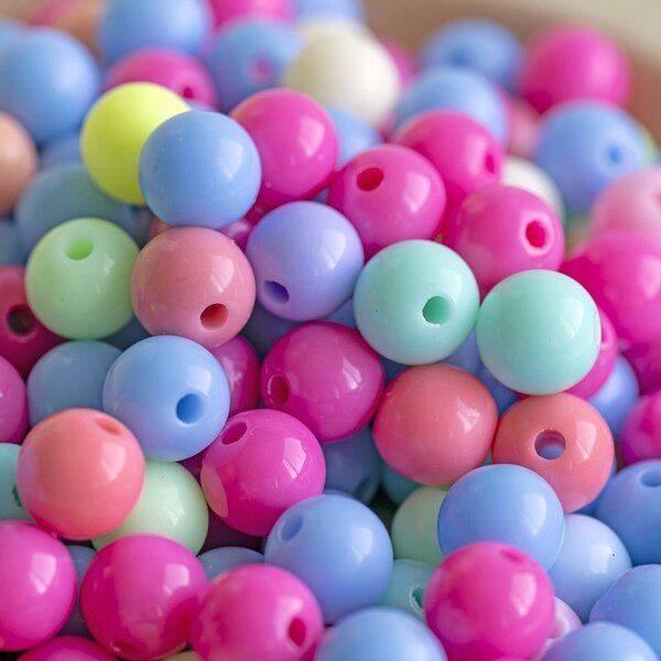 бусина, акрил "пастель", цветовой микс, 10х9 мм